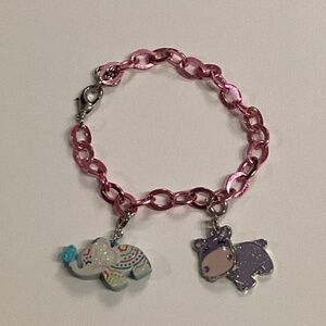 Charm It! Bracelet with Glitter Hippo and Elephant Charm (elephant chipped)